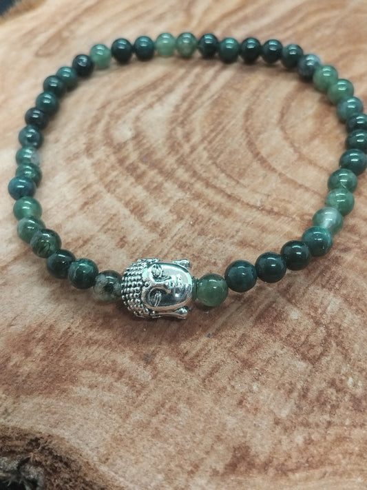 Green Bead buddha Head stretchy Bracelet